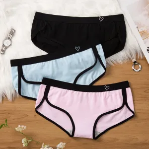 3Pcs Women's Briefs Cotton Sports Fitness Low-Rise Solid Soft Breathable Panties Lingerie Underwear For Woman Intimates