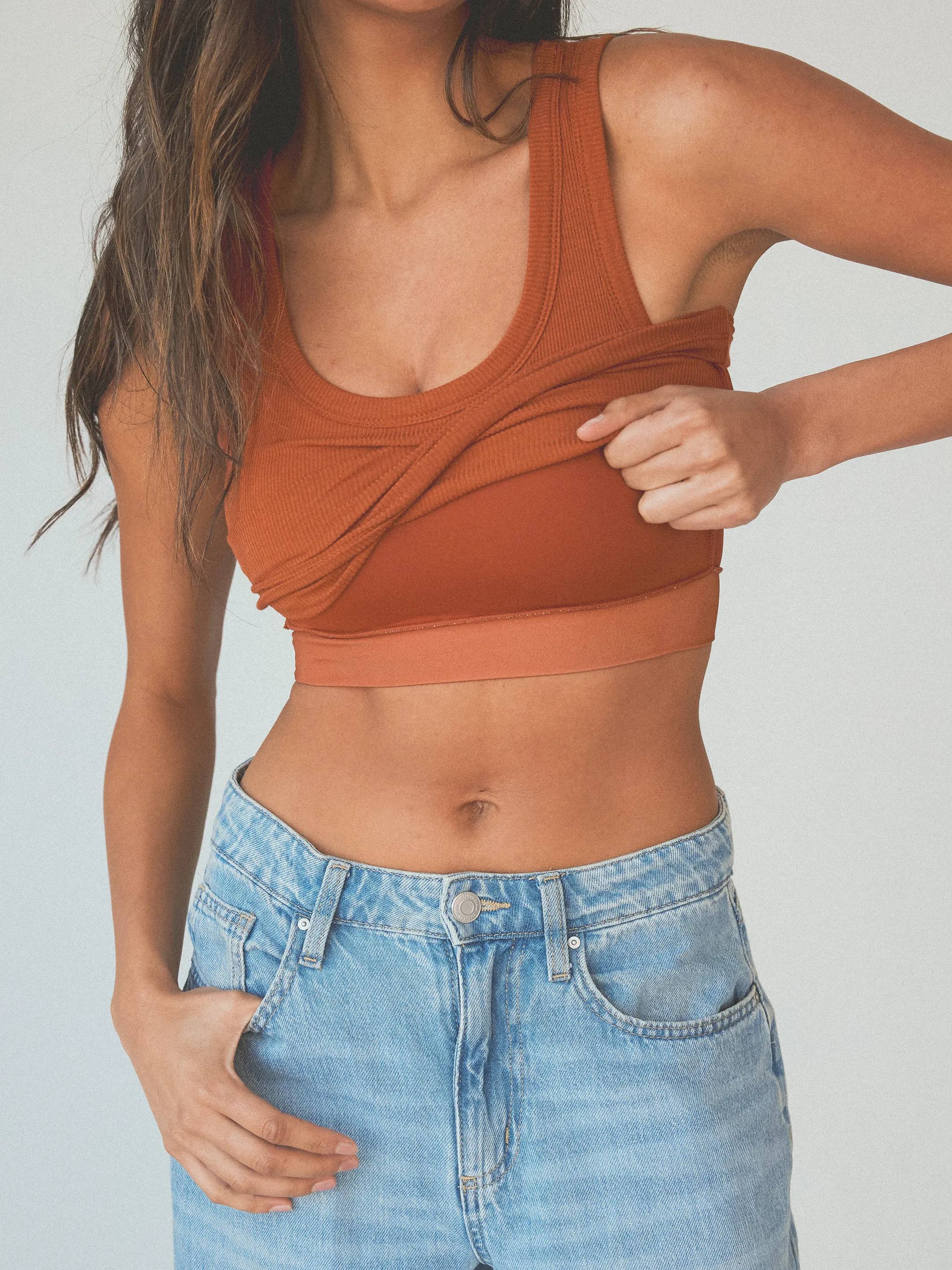 Bamboo Scoop Neck Brami Tank (Crop)