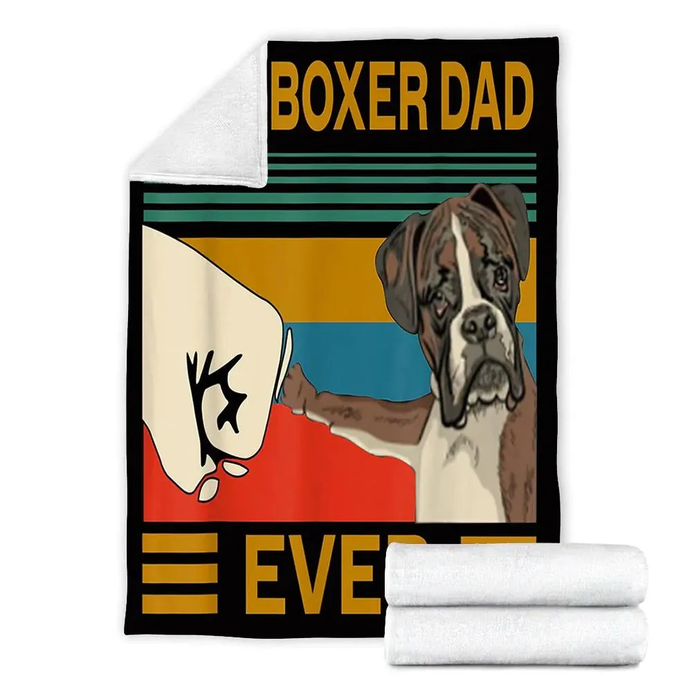 Best Dog Boxer Dad Ever Bump Fit Blanket, Boxer Dog Gift Throw Fleece Sherpa Blanket