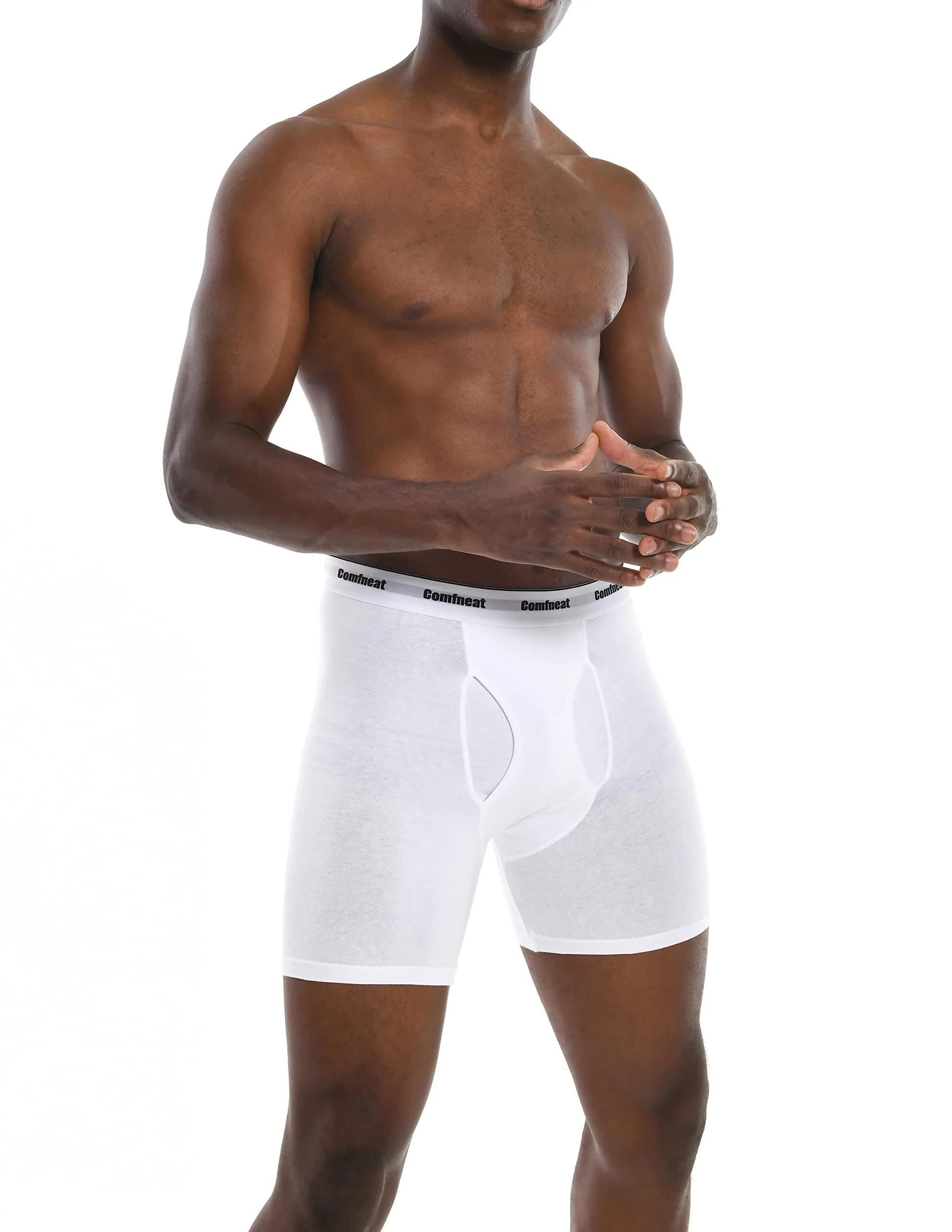 Comfneat Men's 6-Pack Boxer Briefs Soft Breatheable Underwear S-XXL Open Fly