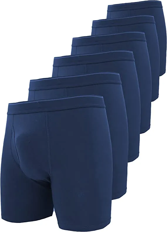 Comfneat Men's 6-Pack Boxer Briefs Soft Breatheable Underwear S-XXL Open Fly