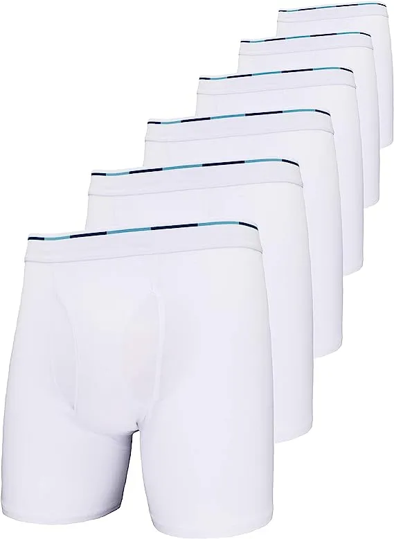 Comfneat Men's 6-Pack Boxer Briefs Soft Breatheable Underwear S-XXL Open Fly