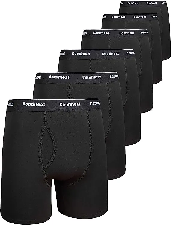 Comfneat Men's 6-Pack Boxer Briefs Soft Breatheable Underwear S-XXL Open Fly