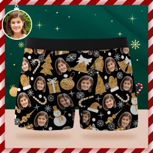 Custom Face Boxer Briefs Personalised Black Underwear Christmas Gift for Him