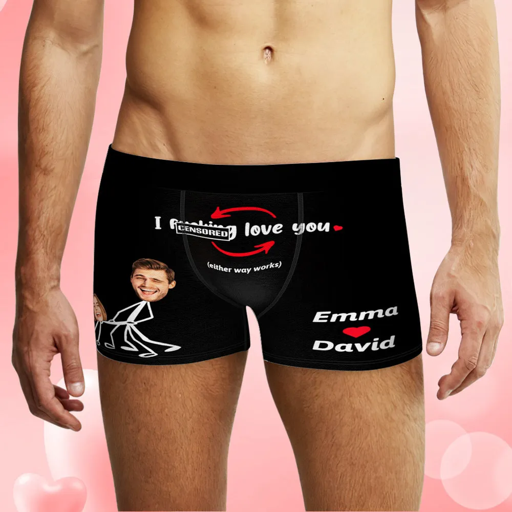 Custom Face Boxer Briefs Personalised Underwear I Love You Valentine's Day Gifts for Him