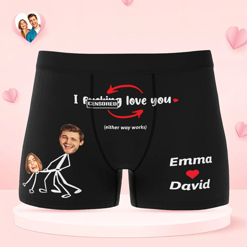 Custom Face Boxer Briefs Personalised Underwear I Love You Valentine's Day Gifts for Him