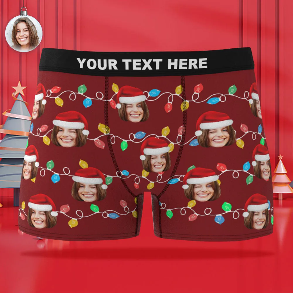 Custom Face Boxer Briefs Personalised Xmas Leds Underwear Christmas Gifts for Him