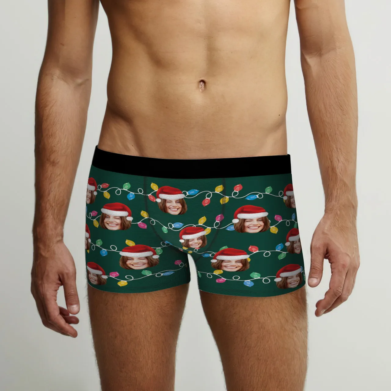 Custom Face Boxer Briefs Personalised Xmas Leds Underwear Christmas Gifts for Him