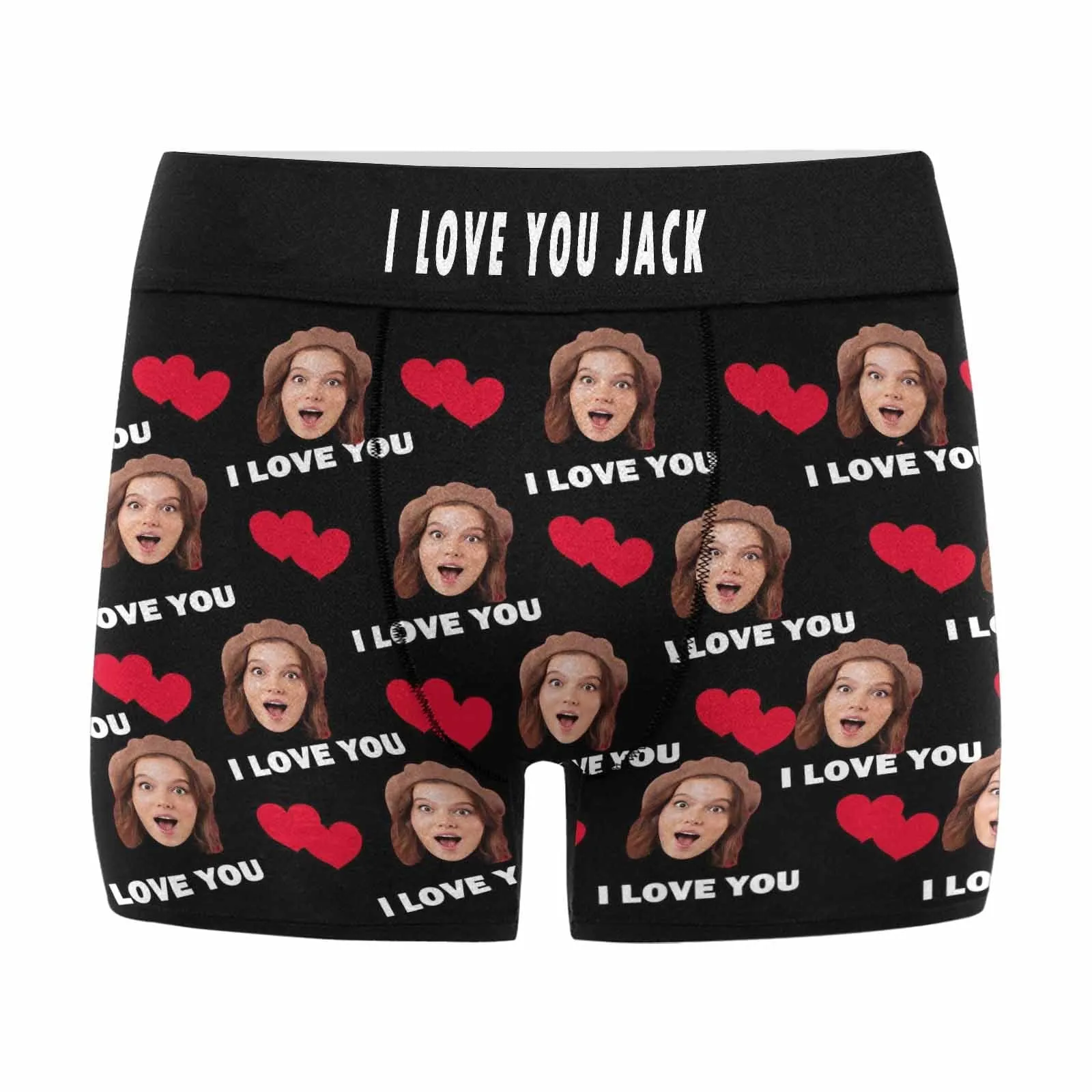 Custom Face Boxer l Love You with Name