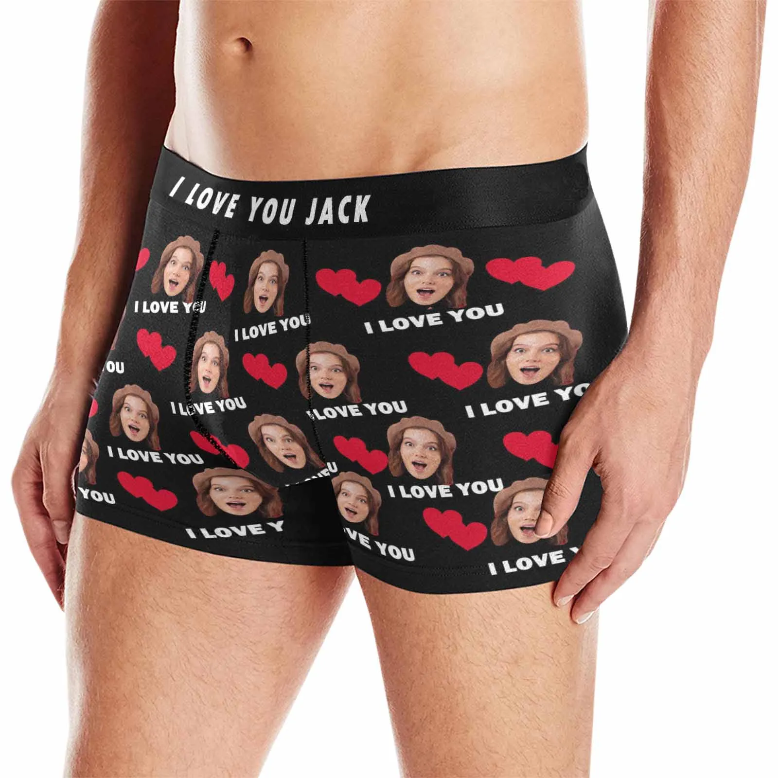 Custom Face Boxer l Love You with Name