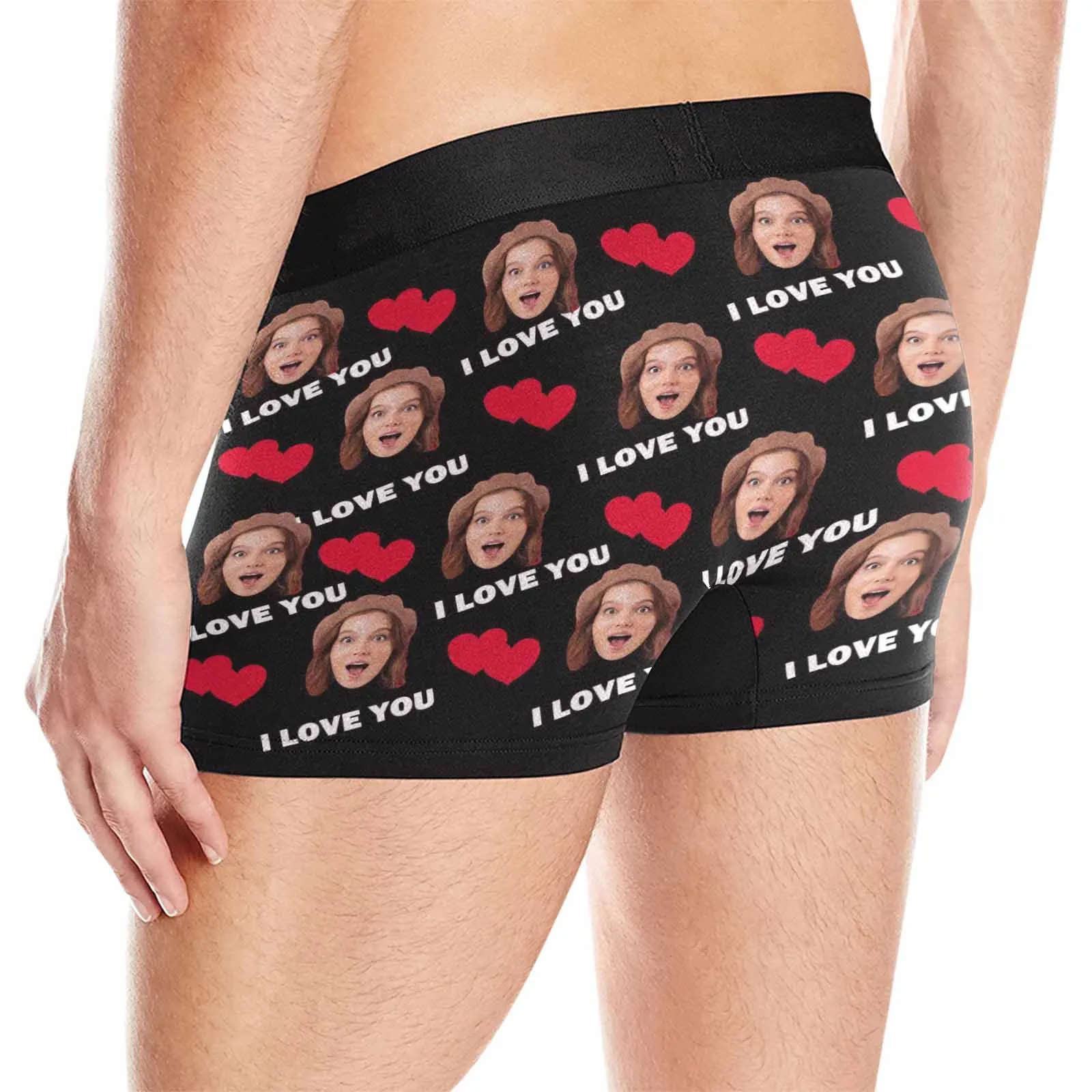 Custom Face Boxer l Love You with Name