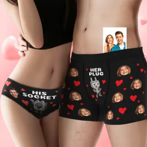 Custom Face Couple Underwear Personalised Boxer Briefs and Panties Valentine's Day Gifts