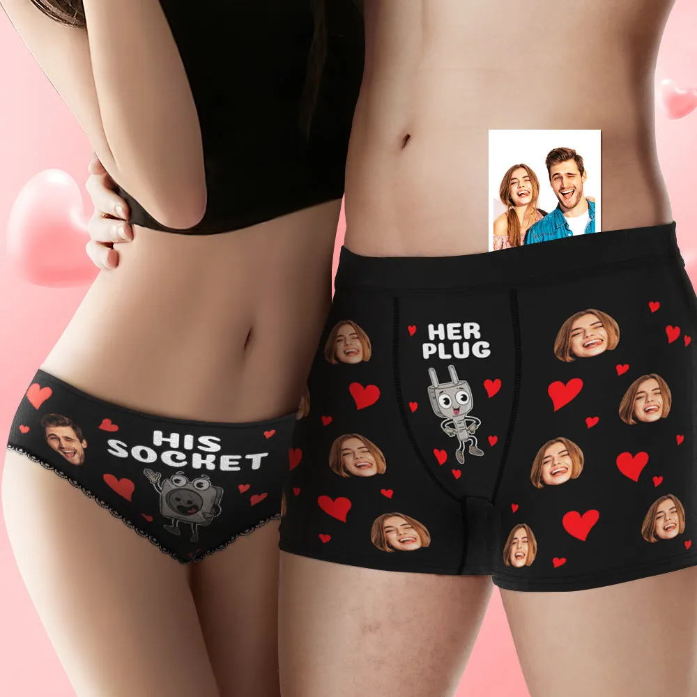 Custom Face Couple Underwear Personalised Boxer Briefs and Panties Valentine's Day Gifts