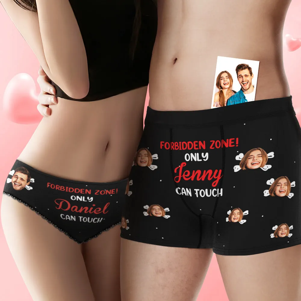 Custom Face Underwear Personalised Name Boxer Briefs and Panties Valentine's Day Gifts for Couple