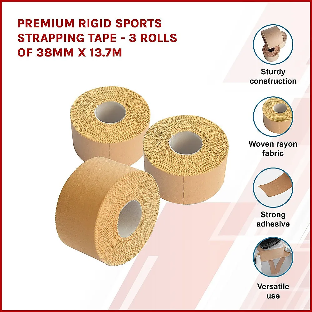 Durable Rayon Rigid Sports Strapping Tape - 3 Rolls