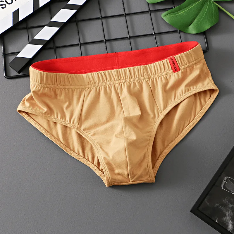 Elastic Waist Solid Color Cotton Mens Briefs / Casual Underwear - SF1407