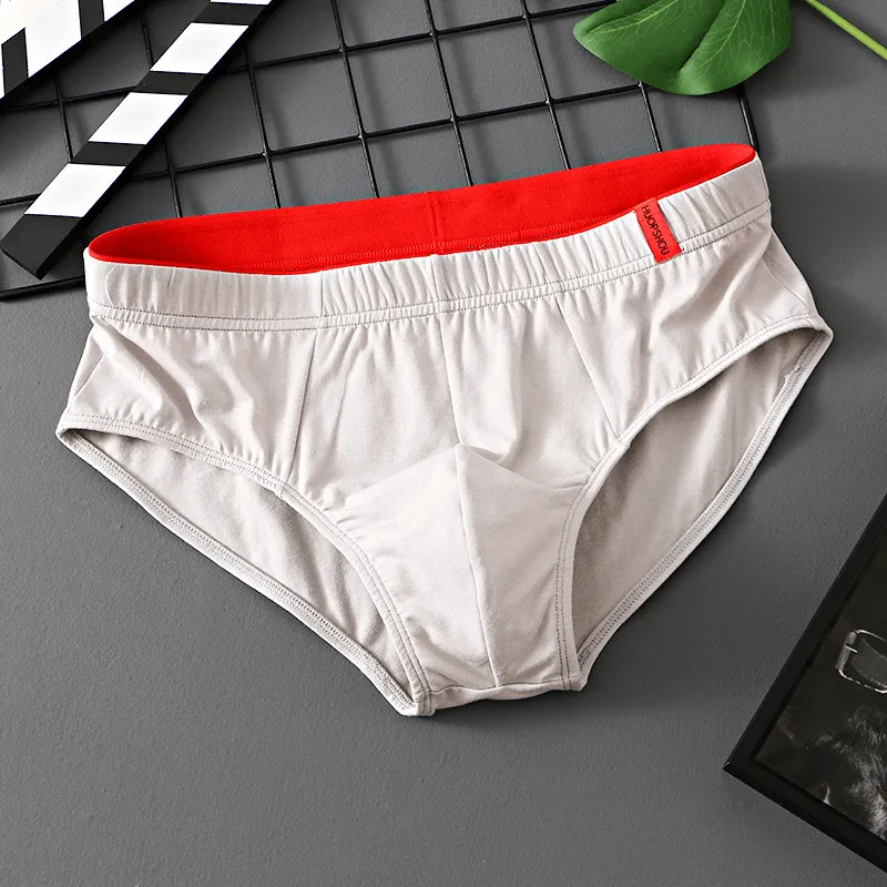 Elastic Waist Solid Color Cotton Mens Briefs / Casual Underwear - SF1407