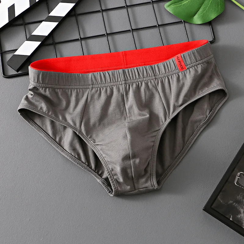 Elastic Waist Solid Color Cotton Mens Briefs / Casual Underwear - SF1407