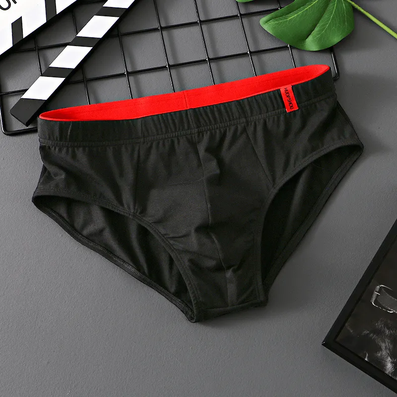 Elastic Waist Solid Color Cotton Mens Briefs / Casual Underwear - SF1407