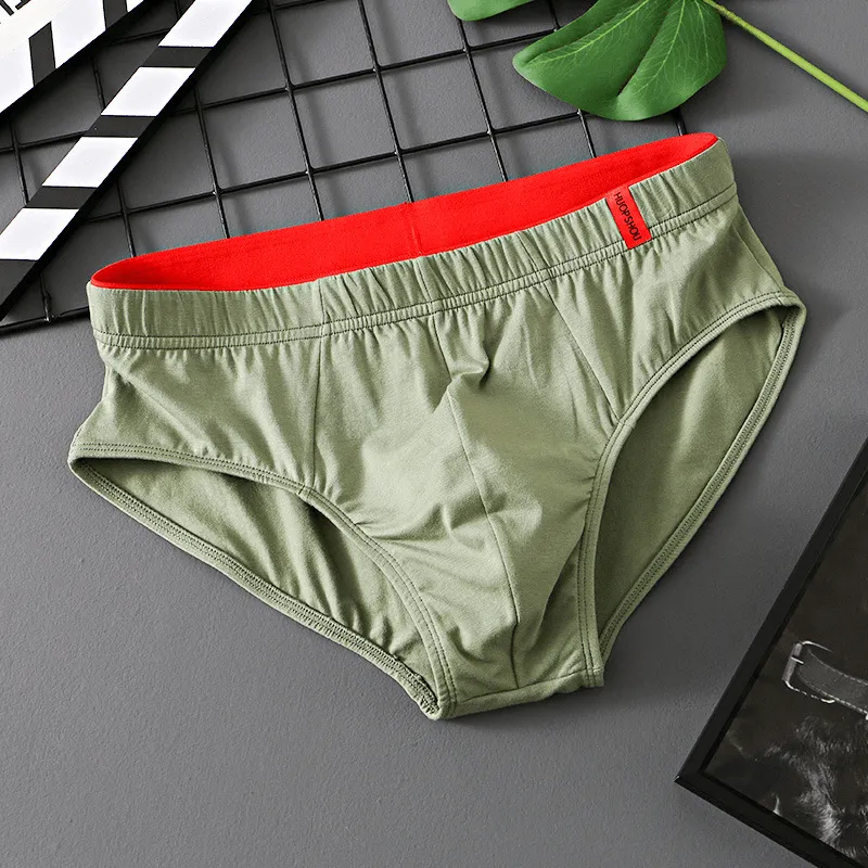 Elastic Waist Solid Color Cotton Mens Briefs / Casual Underwear - SF1407