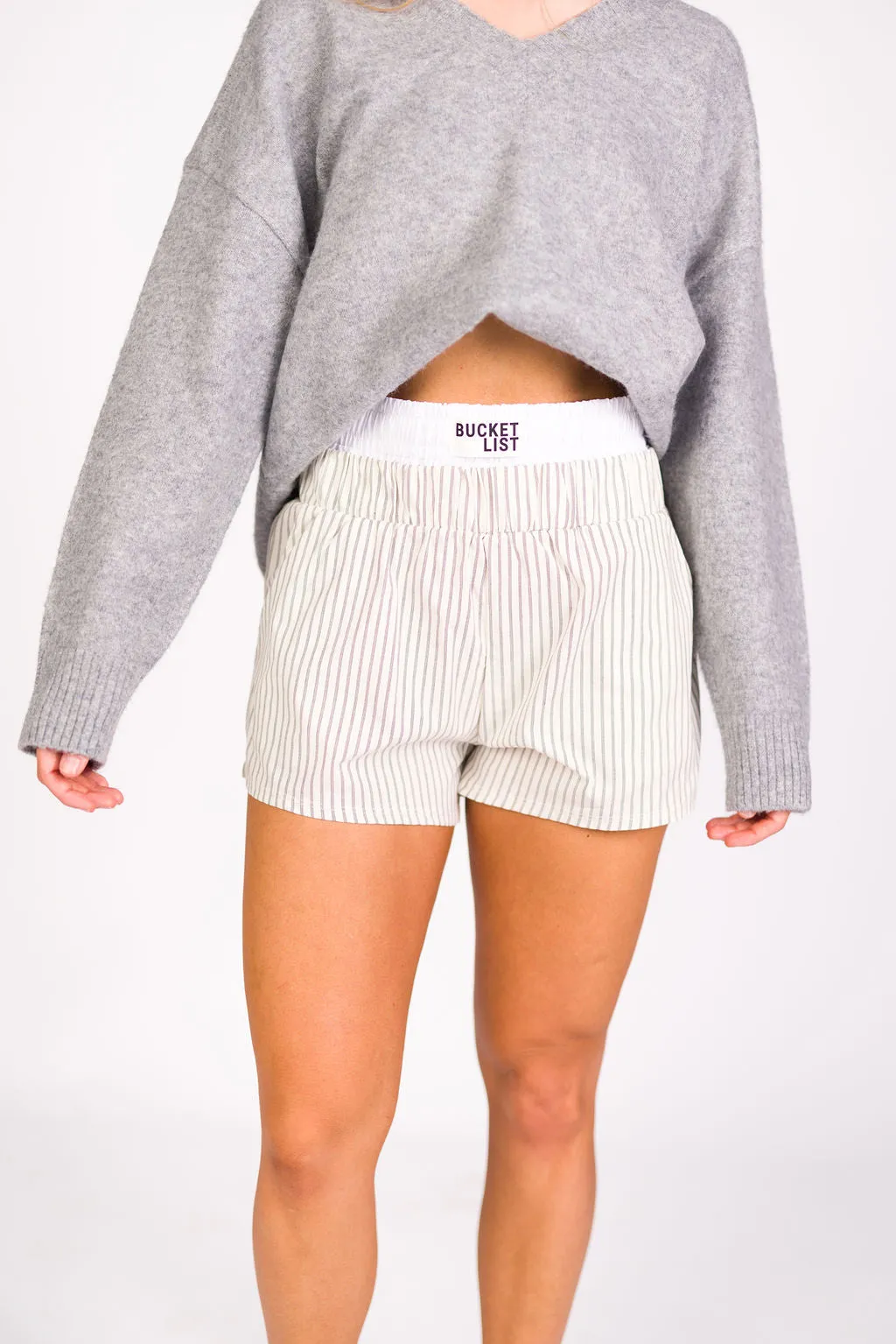 Erin Double Waistband Boxer Short in Ivory