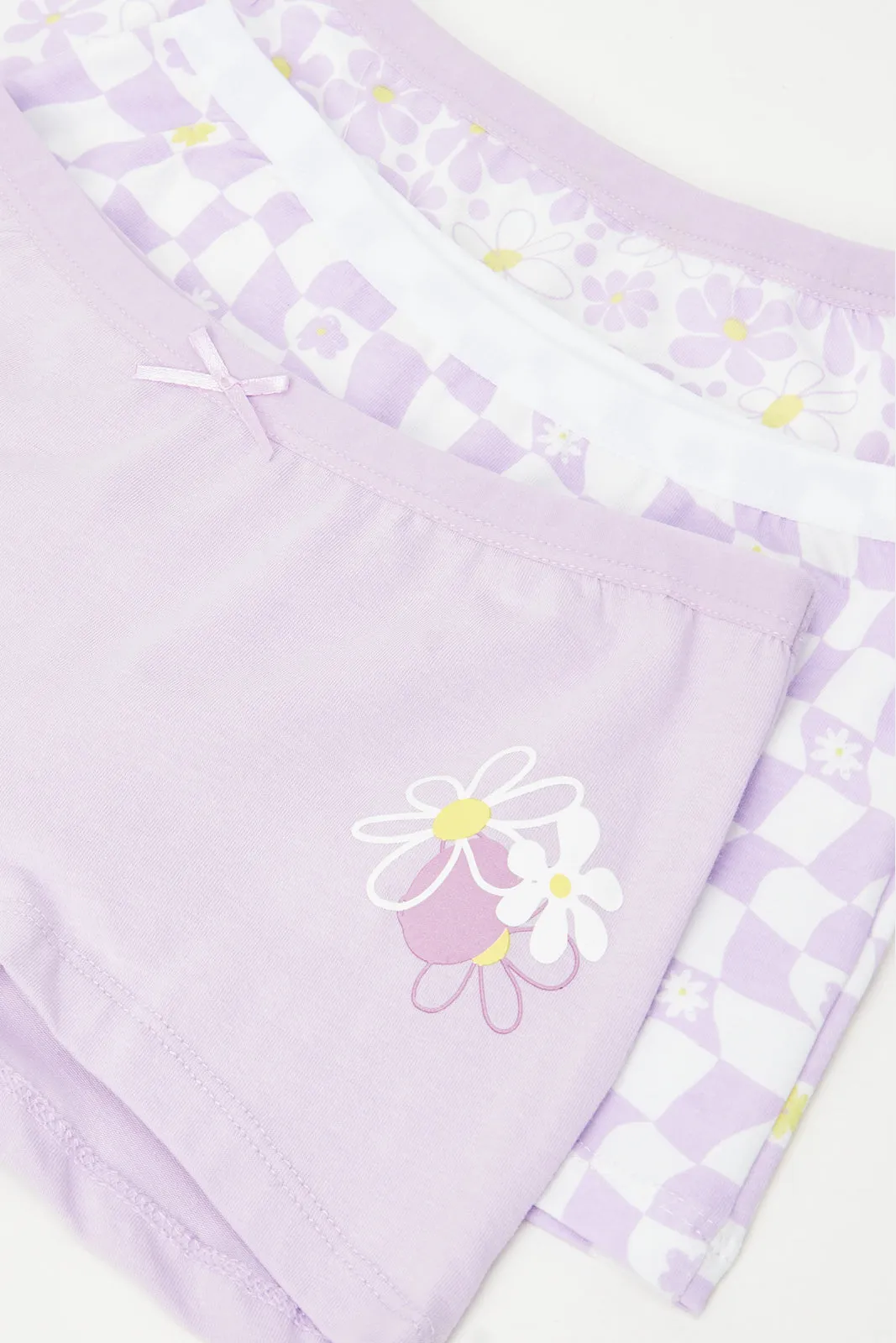 Girls Lilac Boxer Briefs (Pack of 3)