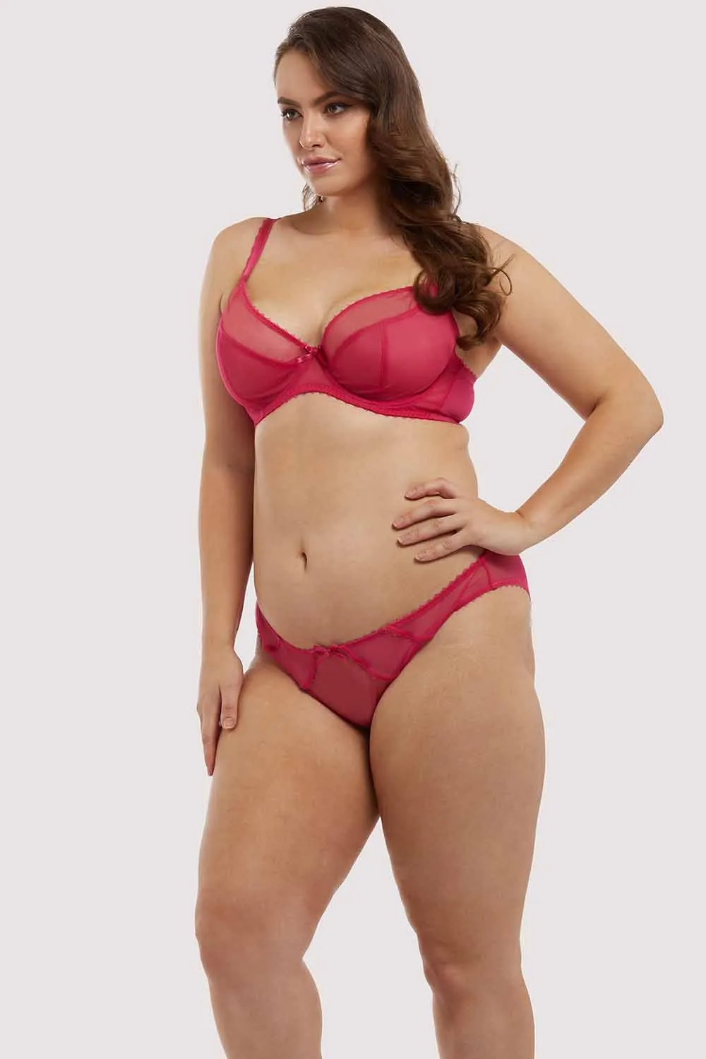 Grace Hot Pink Mesh Brazilian Brief