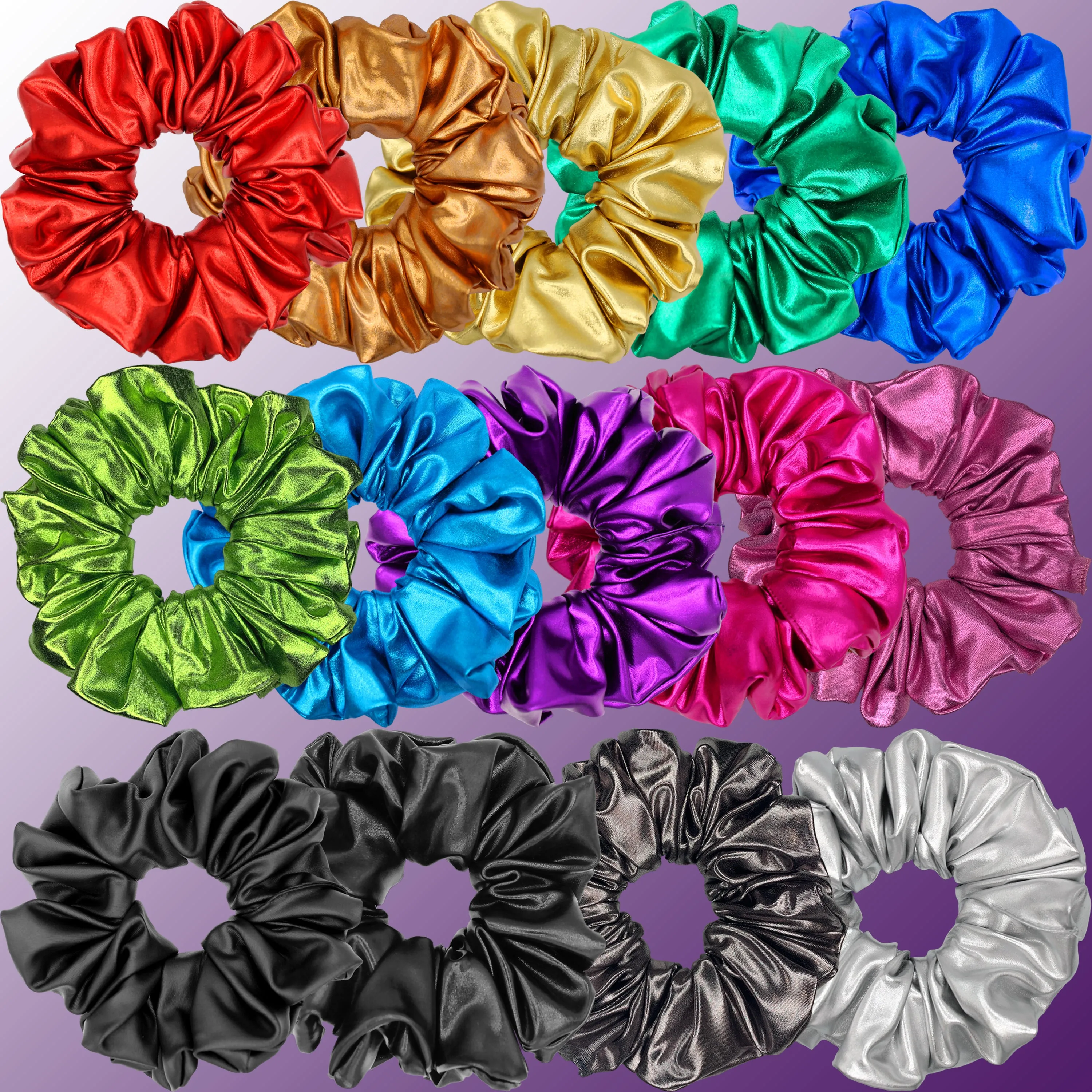 KING SIZE Metallic Scrunchies XXL Oversized Made in the USA Lime