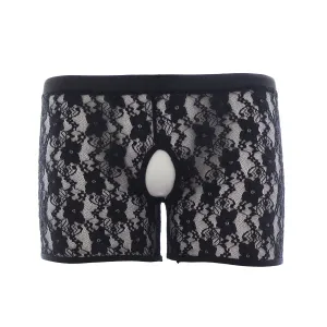 Kink Open Crotch Boxer Briefs | Lace | Black | Elastic Waist