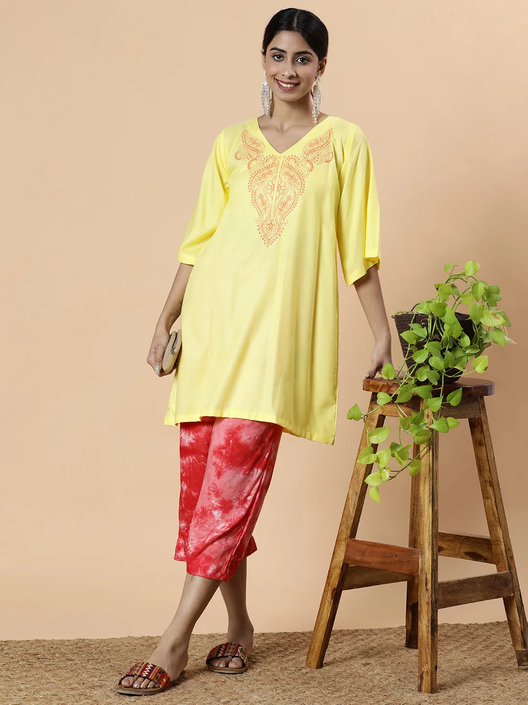 Lemon Rayon Kurti - Cheval