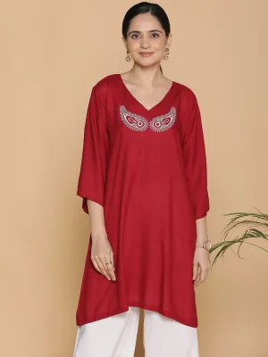 Maroon Rayon Kurti - Nayan