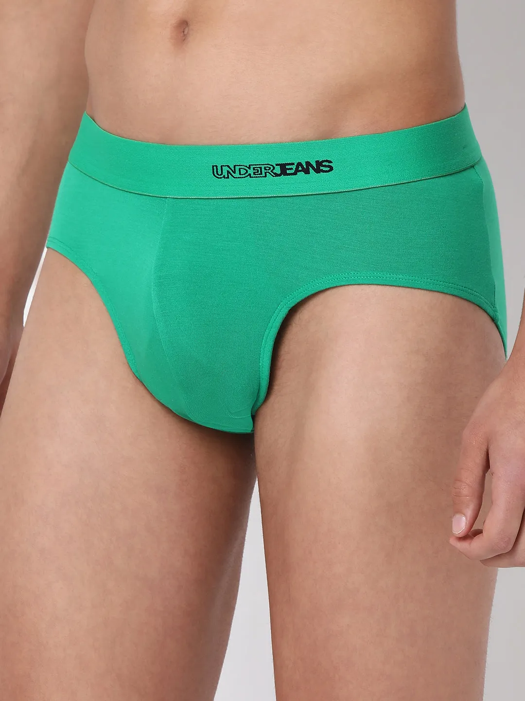 Men Premium Micromodal Green Brief - Underjeans By Spykar