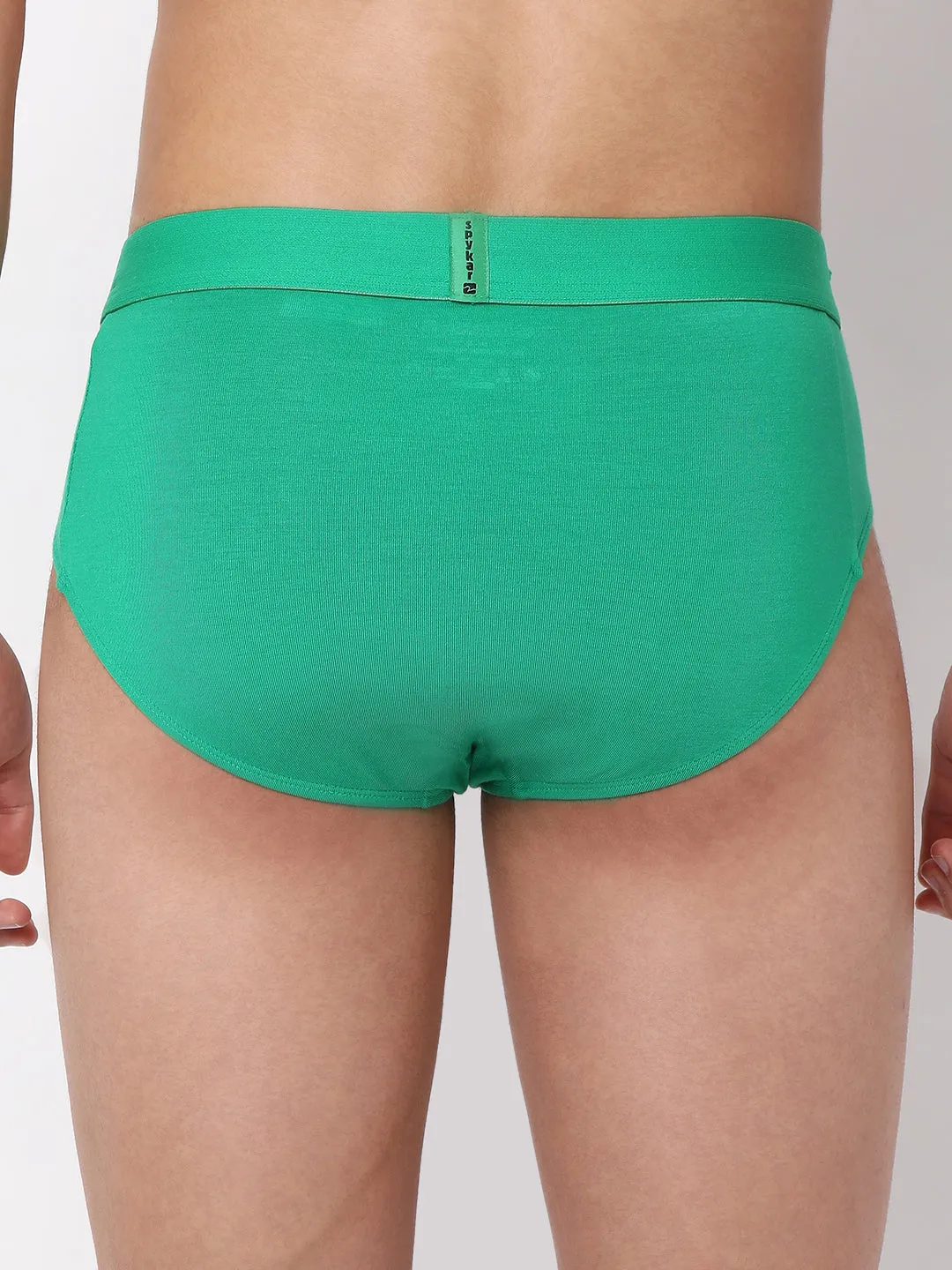 Men Premium Micromodal Green Brief - Underjeans By Spykar