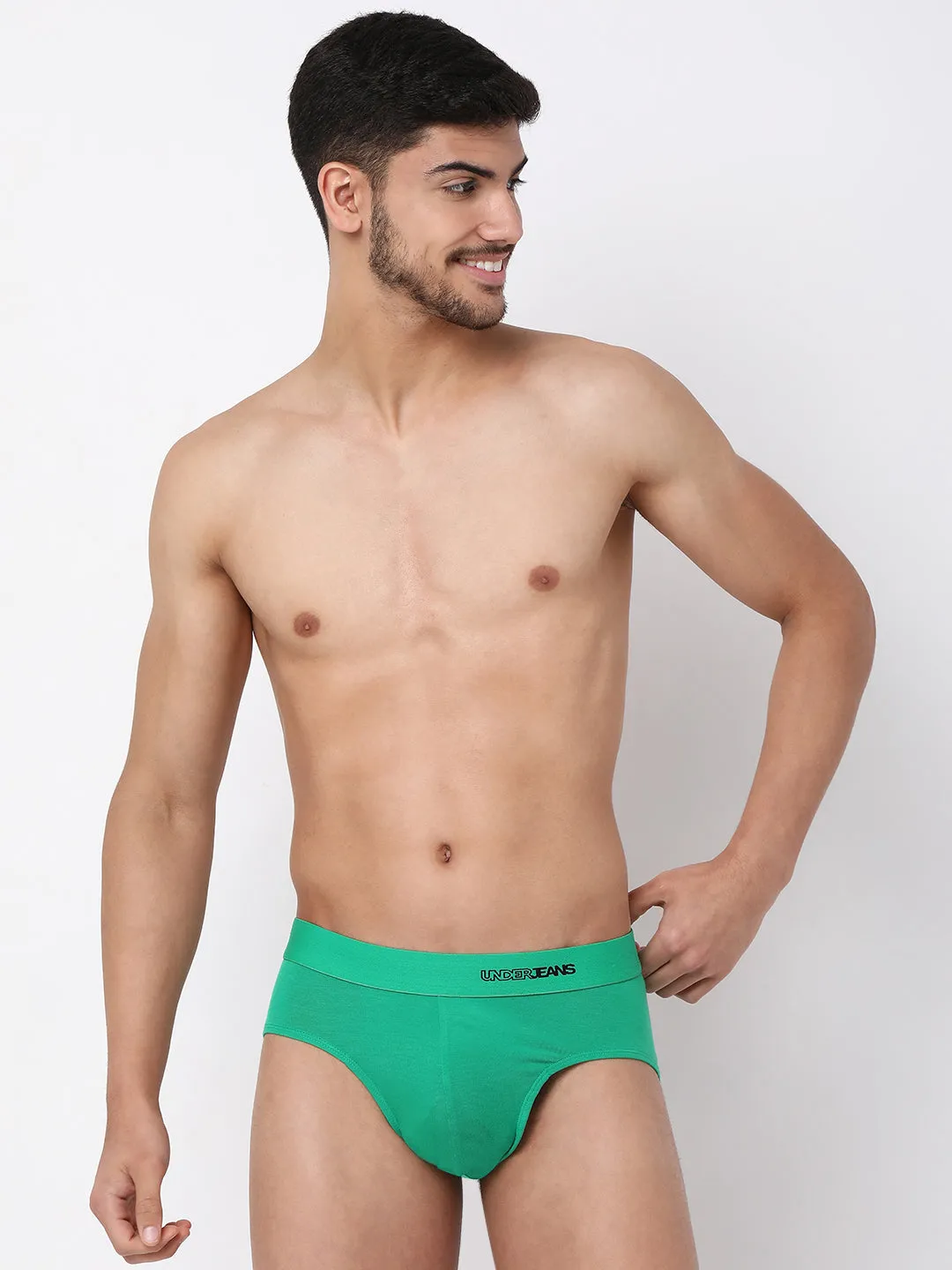 Men Premium Micromodal Green Brief - Underjeans By Spykar