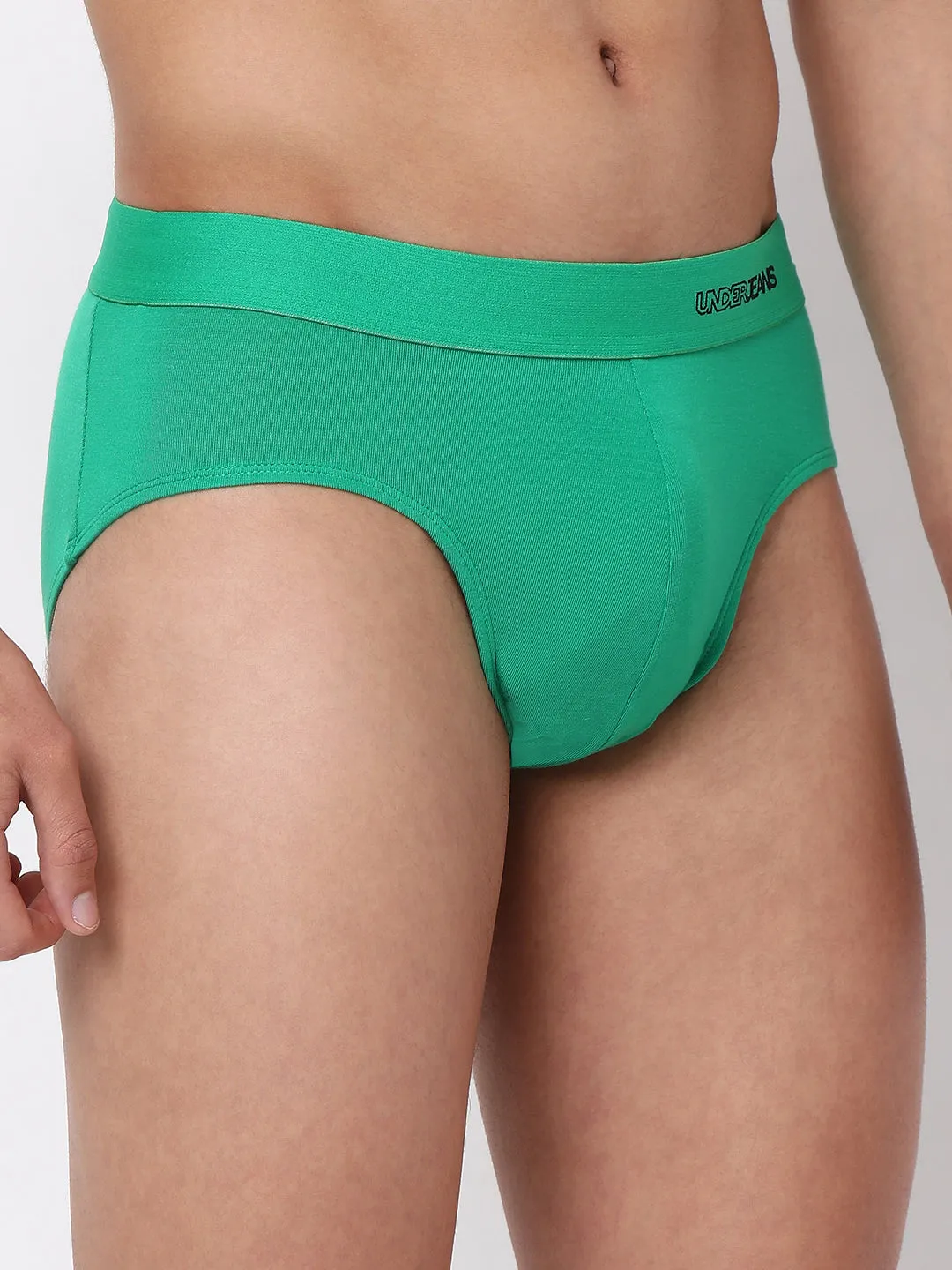 Men Premium Micromodal Green Brief - Underjeans By Spykar