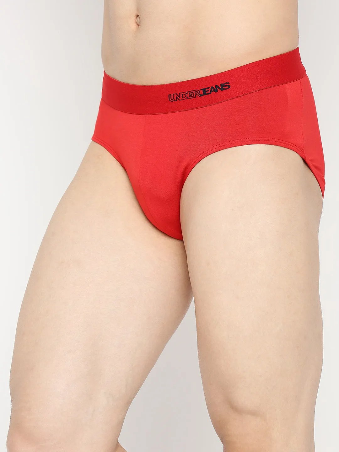 Men Premium Micromodal Red Brief - Underjeans By Spykar