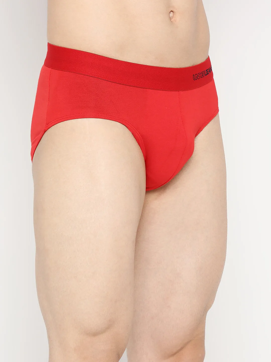 Men Premium Micromodal Red Brief - Underjeans By Spykar