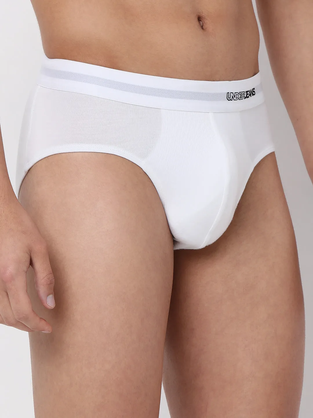 Men Premium Micromodal White Brief - Underjeans By Spykar