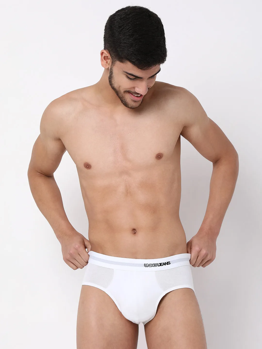 Men Premium Micromodal White Brief - Underjeans By Spykar