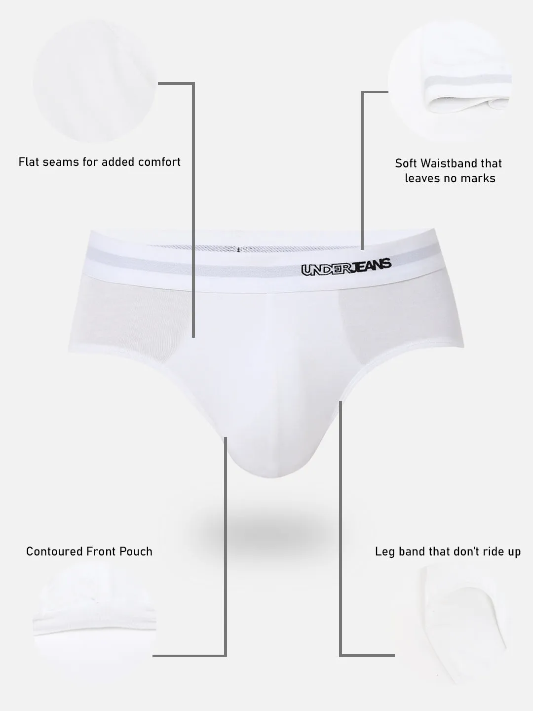 Men Premium Micromodal White Brief - Underjeans By Spykar