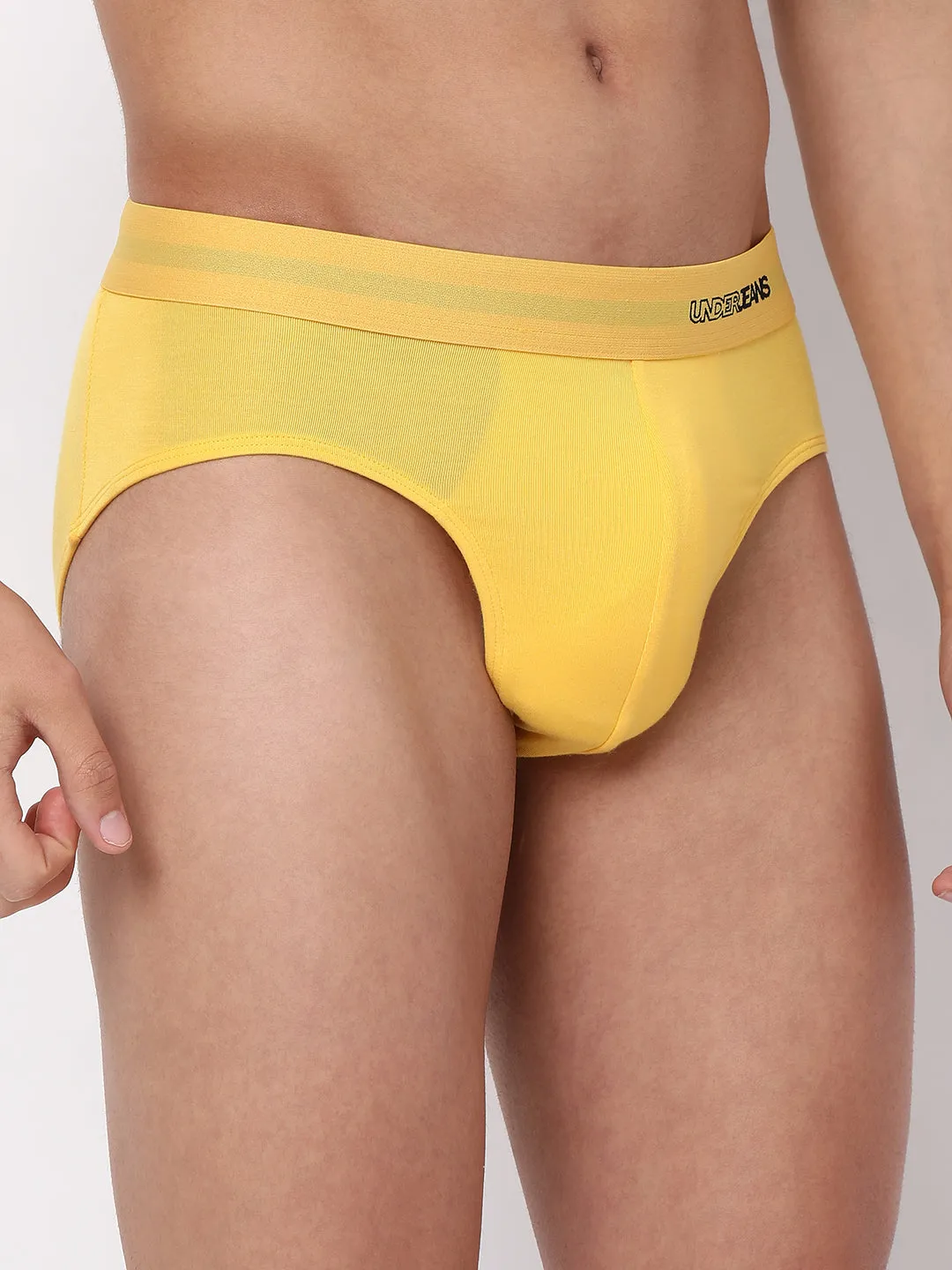 Men Premium Micromodal Yellow Brief - Underjeans By Spykar