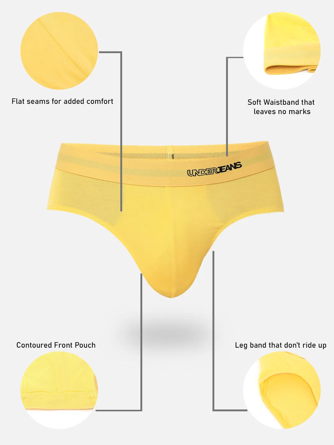 Men Premium Micromodal Yellow Brief - Underjeans By Spykar