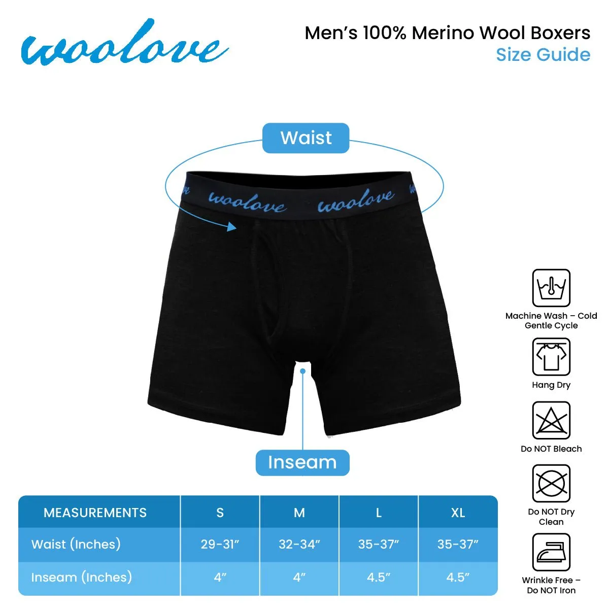 Men's 100% Merino Wool Boxer Brief Underwear