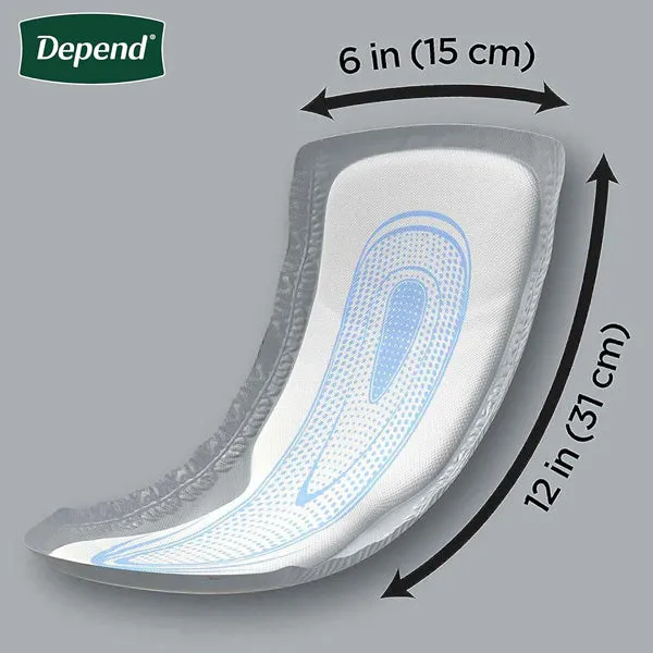 Men's Bladder Control Pads by Depend, Incontinence Guards, One Size Fits Most, 12" Length Heavy Absorbency