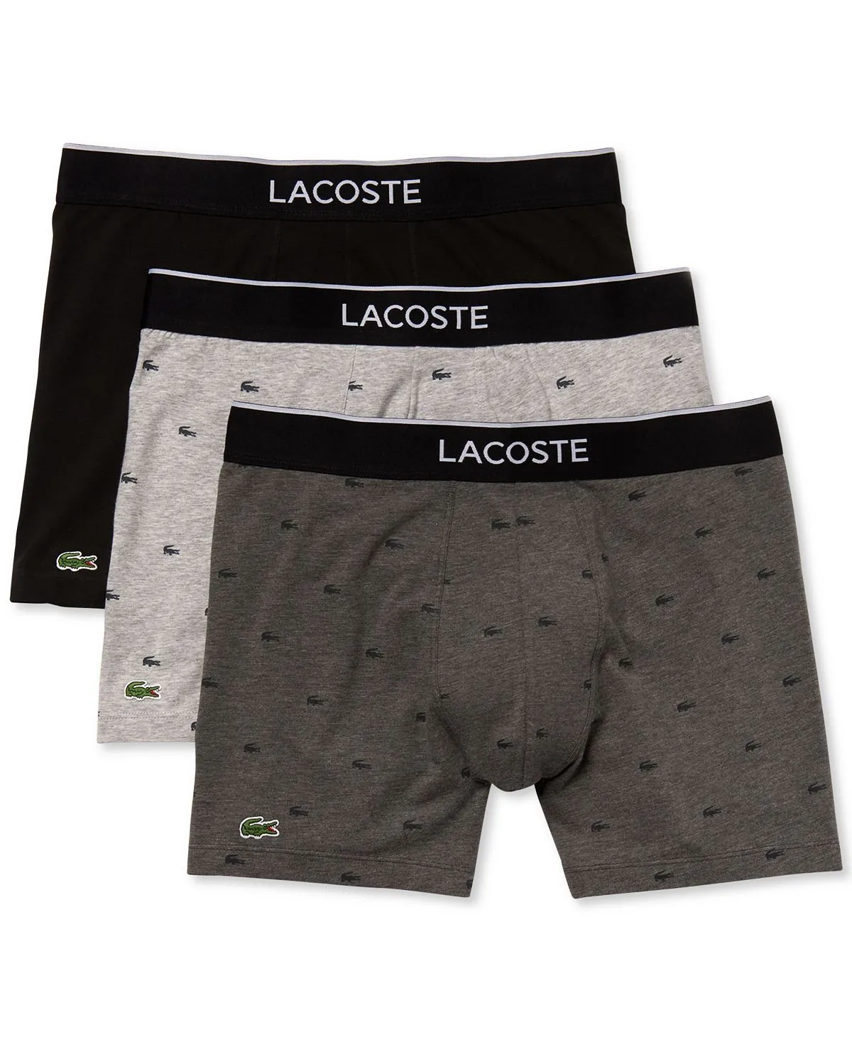 Men's crocodile print stretch boxer briefs, 3 pieces Lacoste