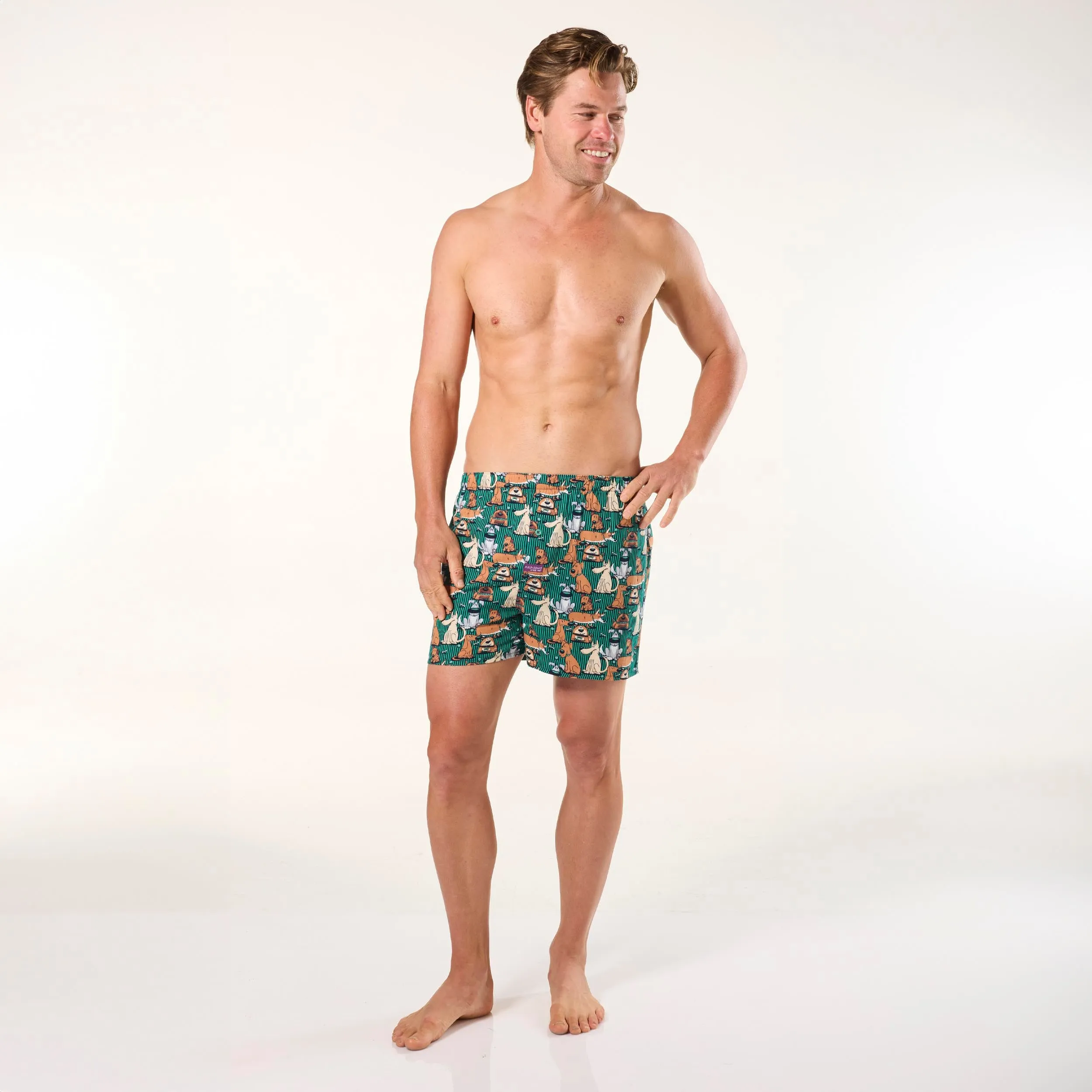 Men's How Much Is That Doggy Cotton Boxer Short 3 Pack - Green