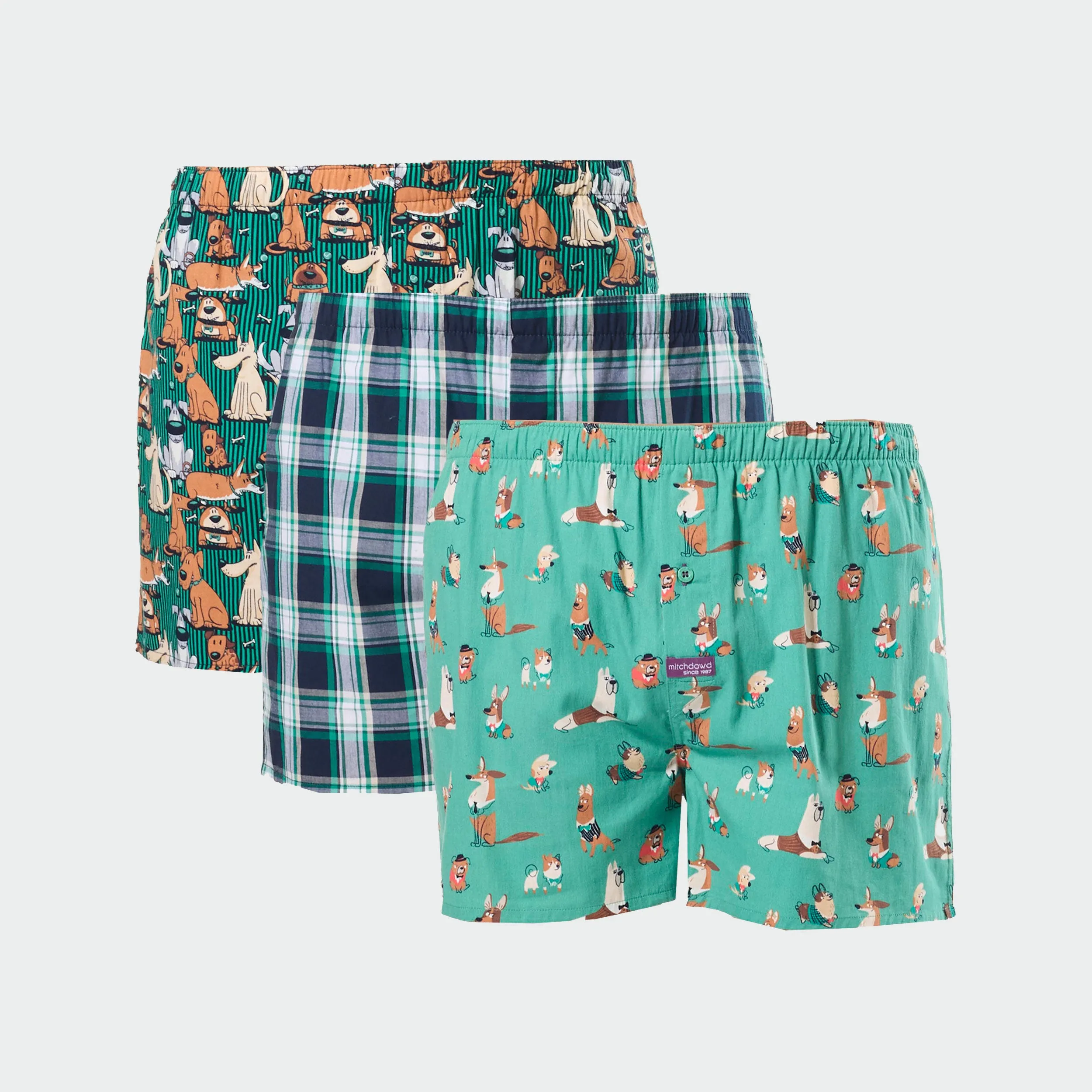 Men's How Much Is That Doggy Cotton Boxer Short 3 Pack - Green