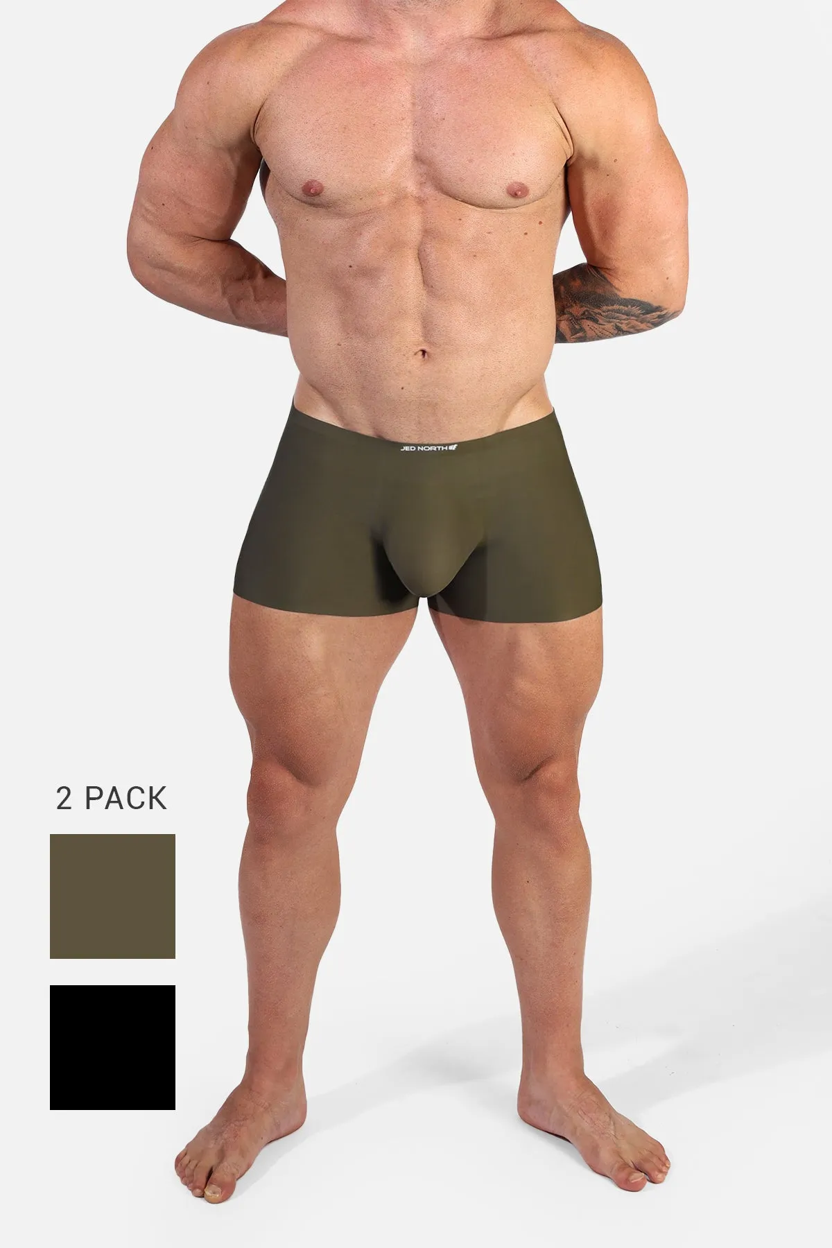 Men's Seamless Muscle-Fit Boxers 2-Pack - Black & Olive