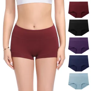 Molasus Womens Cotton Boyshorts Panties Ladies High Waisted Full Coverage Stretch Underwear Multipack(Regular&Plus Size)