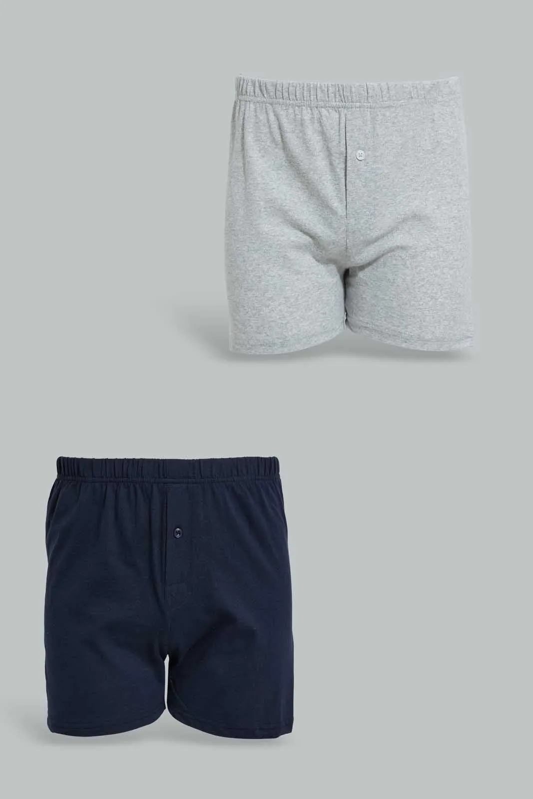 Navy And Grey Knitted Boxer Short For Men (Pack of 2)